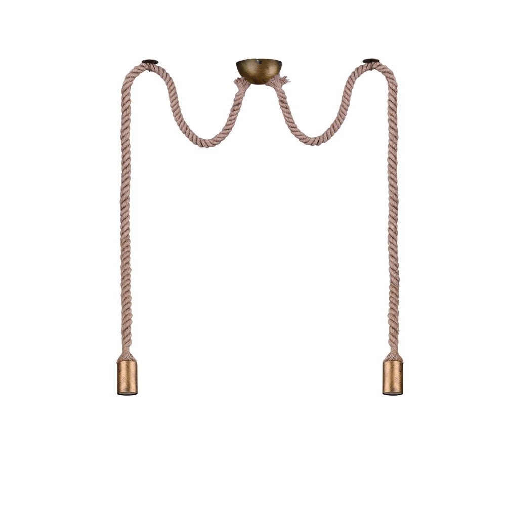 Trio Cord Hanglamp Bruin, Messing, 2-lichts