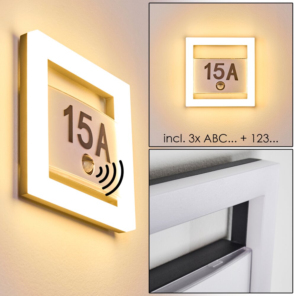 Louisville Huisnummer verlichting LED Grijs, 1-licht, Bewegingsmelder main product photo