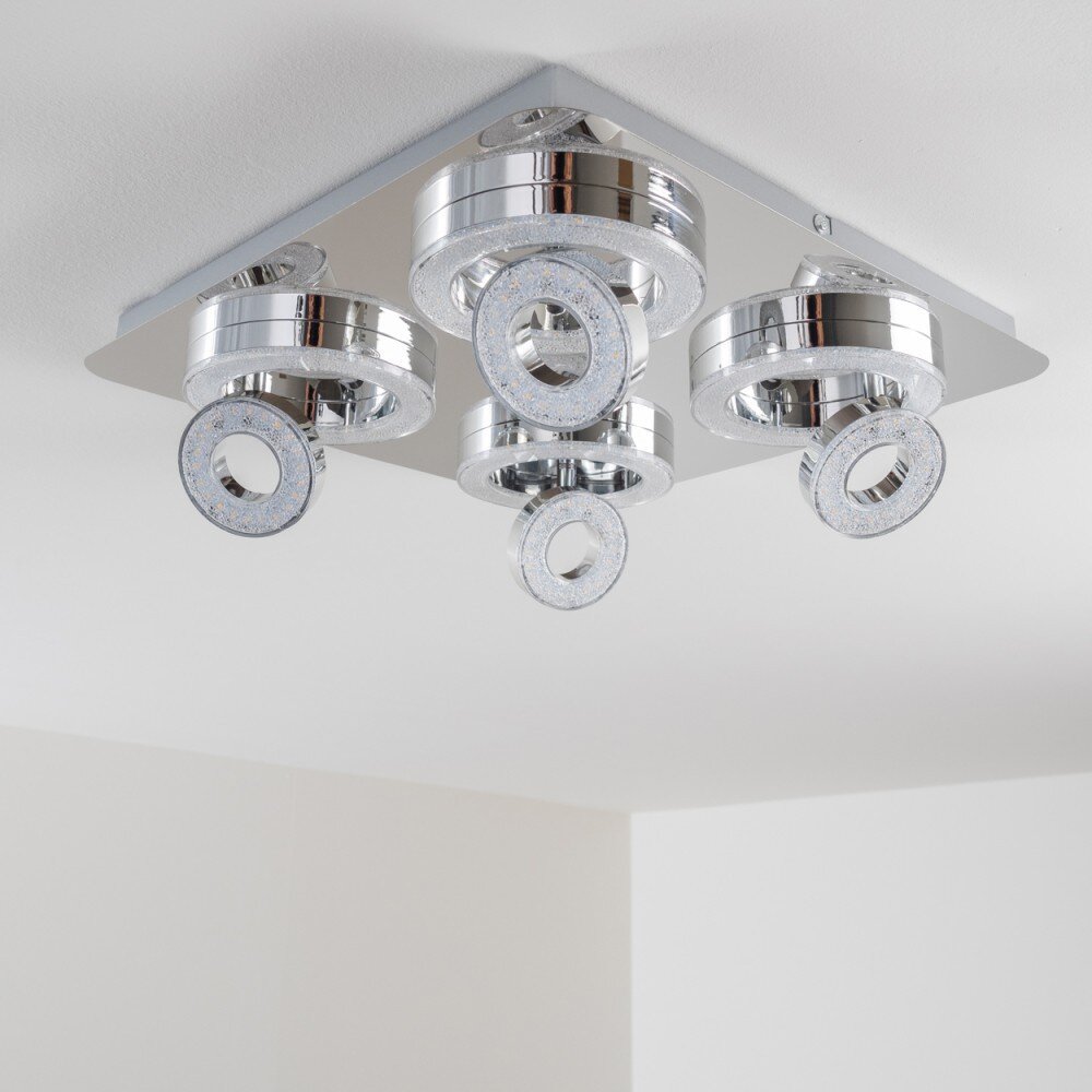 Lakeshore Plafondlamp LED Chroom, 8-lichts
