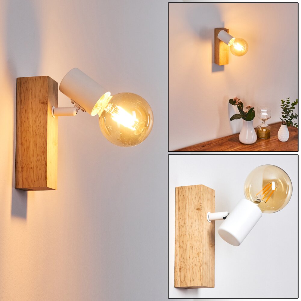 Barbengo Muurlamp Hout licht, Wit, 1-licht main product photo