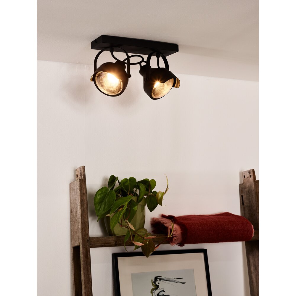Lucide CICLETA Plafond straler Zwart, 2-lichts main product photo