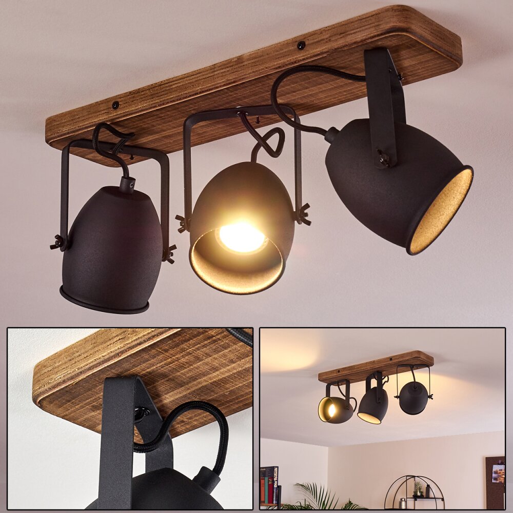 Vanuatu Plafondlamp Bruin, Zwart, 3-lichts main product photo