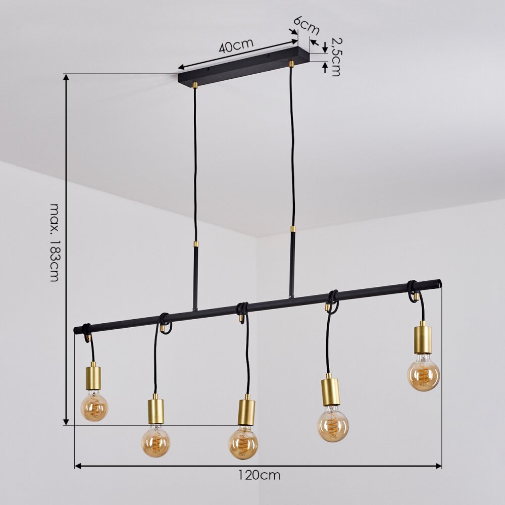 Blaco Hanglamp Zwart, 5-lichts