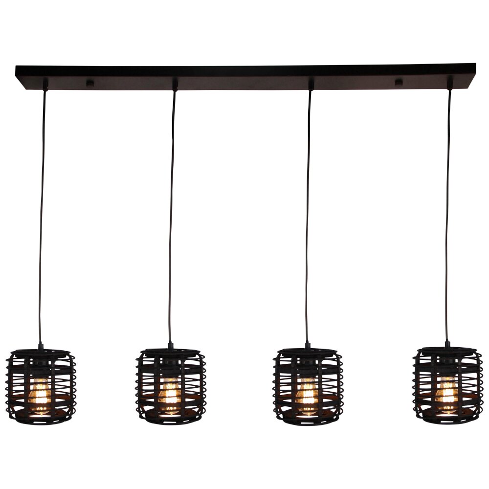 Brilliant CROSSTOWN Hanglamp Hout donker, Zwart, 4-lichts main product photo