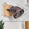 Herford Muurlamp Bruin, Hout donker, Zwart, 1-licht