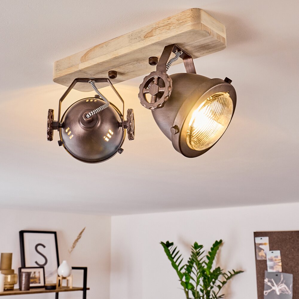 Herford Plafondlamp Hout licht, Koperkleurig, 2-lichts main product photo