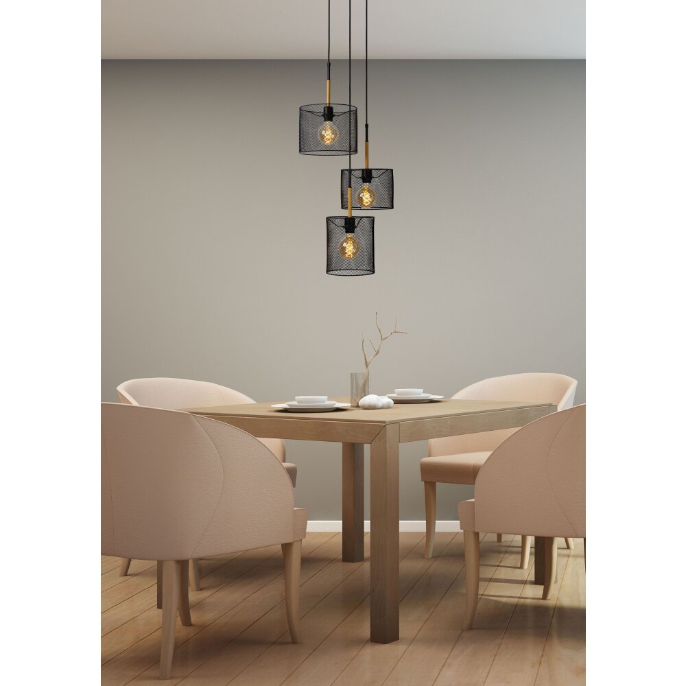 Lucide BASKETT Hanglamp Zwart, 3-lichts
