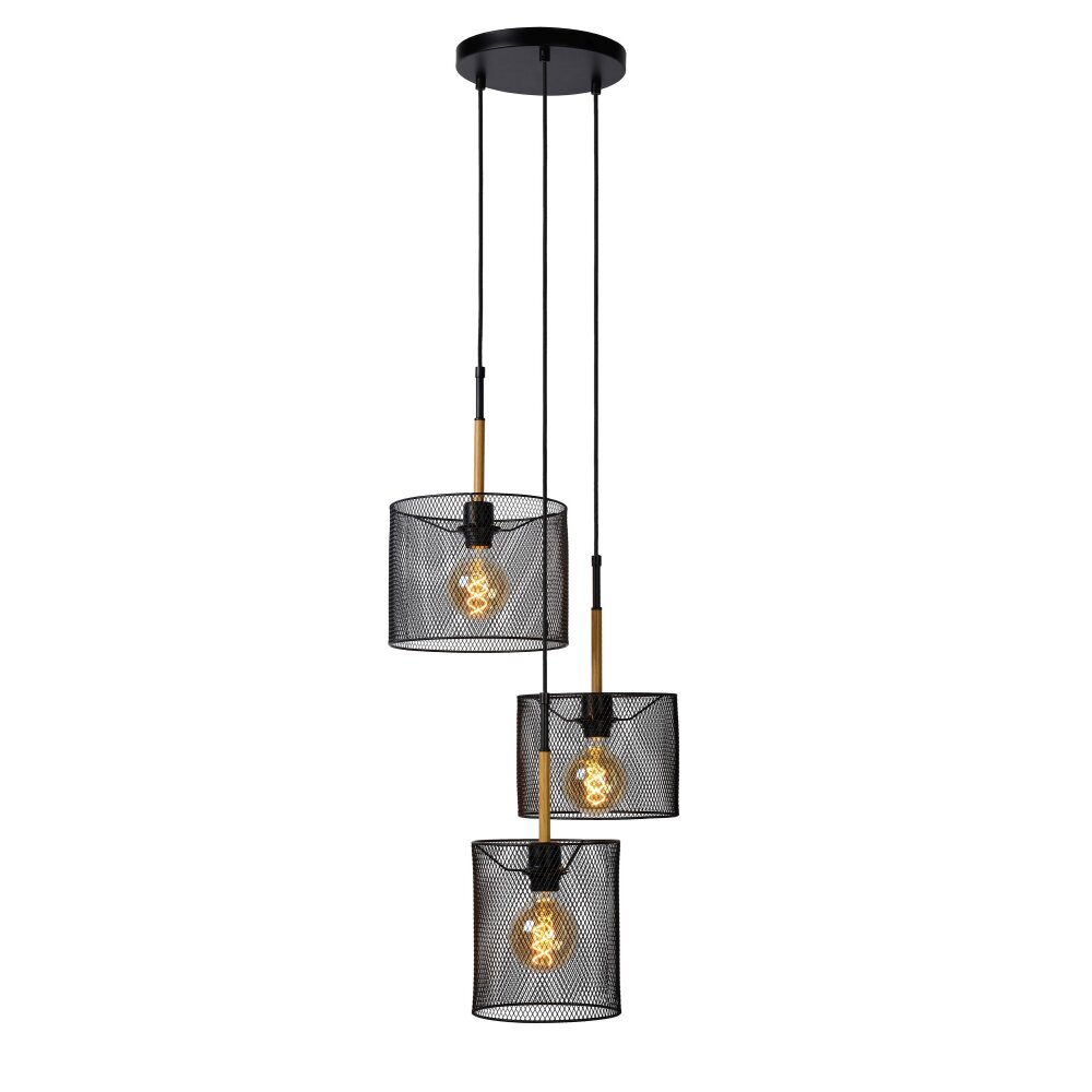 Lucide BASKETT Hanglamp Zwart, 3-lichts