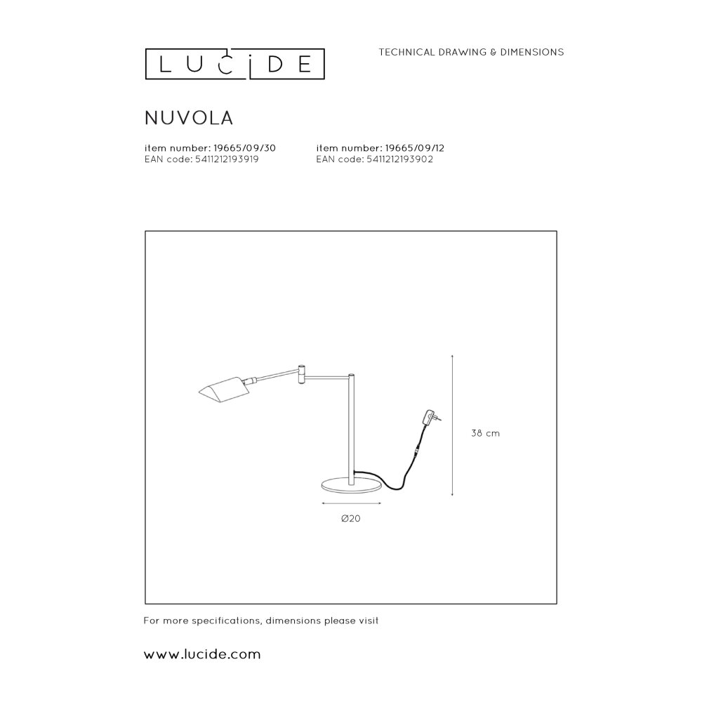 Lucide NUVOLA Bureaulamp LED Chroom, 1-licht
