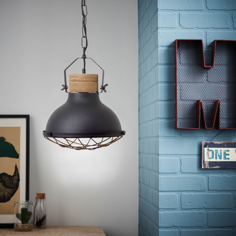 Brilliant Emma Hanglamp Hout licht, Zwart, 1-licht main product photo