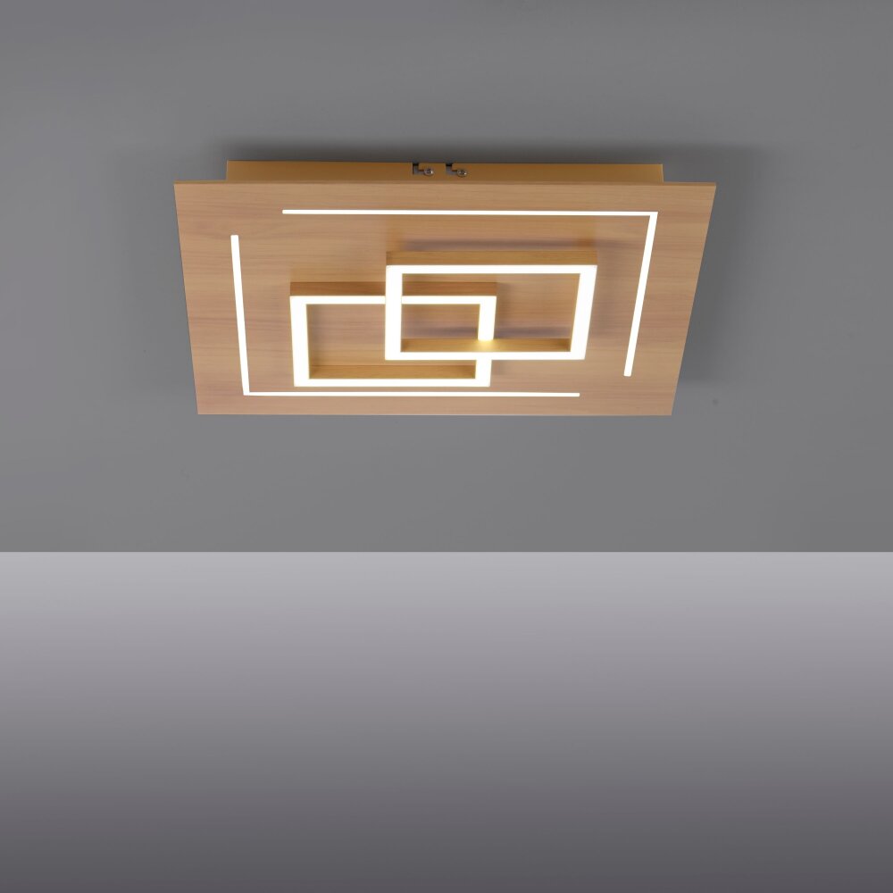 Paul Neuhaus Q-LINEA Plafondlamp LED Hout licht, 4-lichts, Afstandsbediening