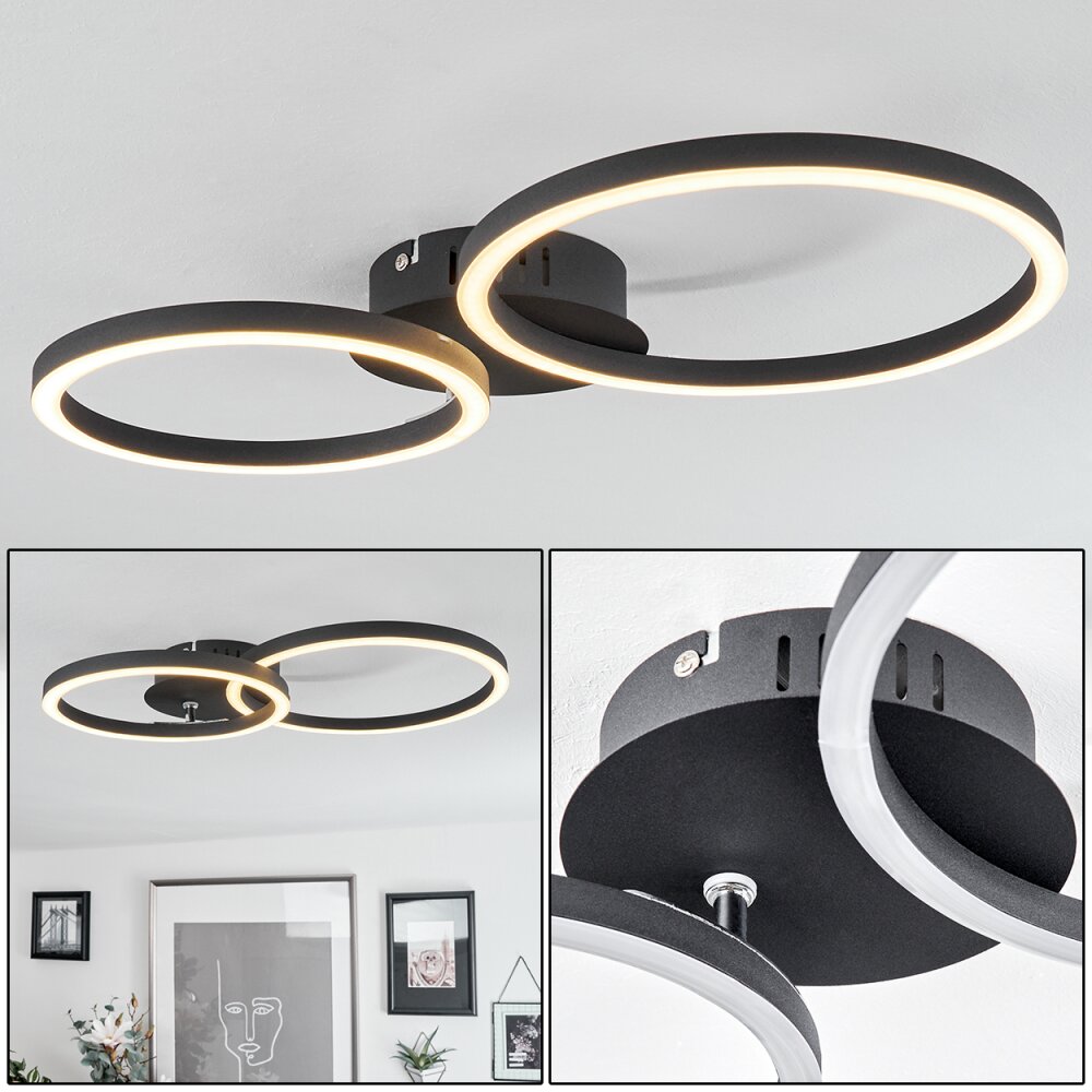 Malanje Plafondlamp LED Zwart, 2-lichts main product photo