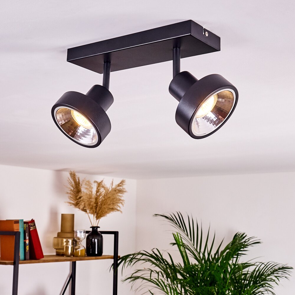 Chagres Plafondlamp Zwart, Zilver, 2-lichts main product photo