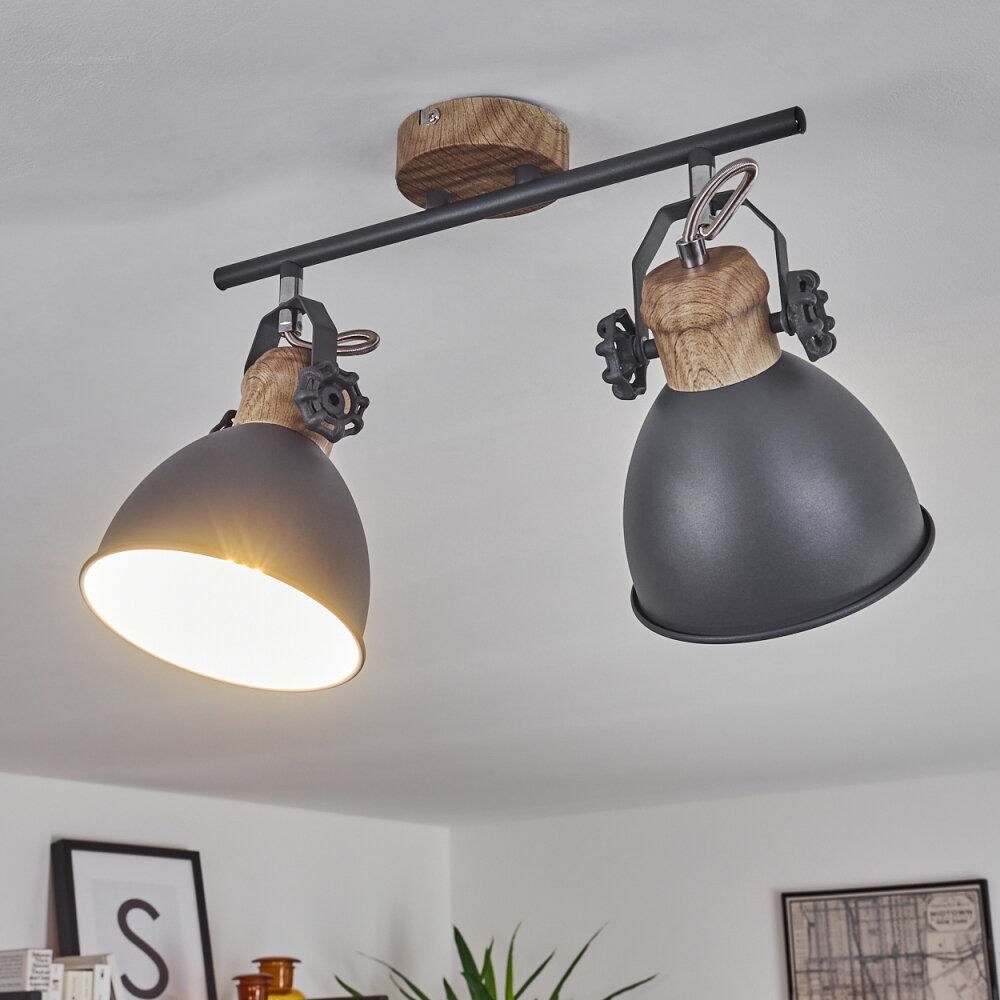 Banjul Plafondlamp Grijs, Hout licht, 2-lichts main product photo