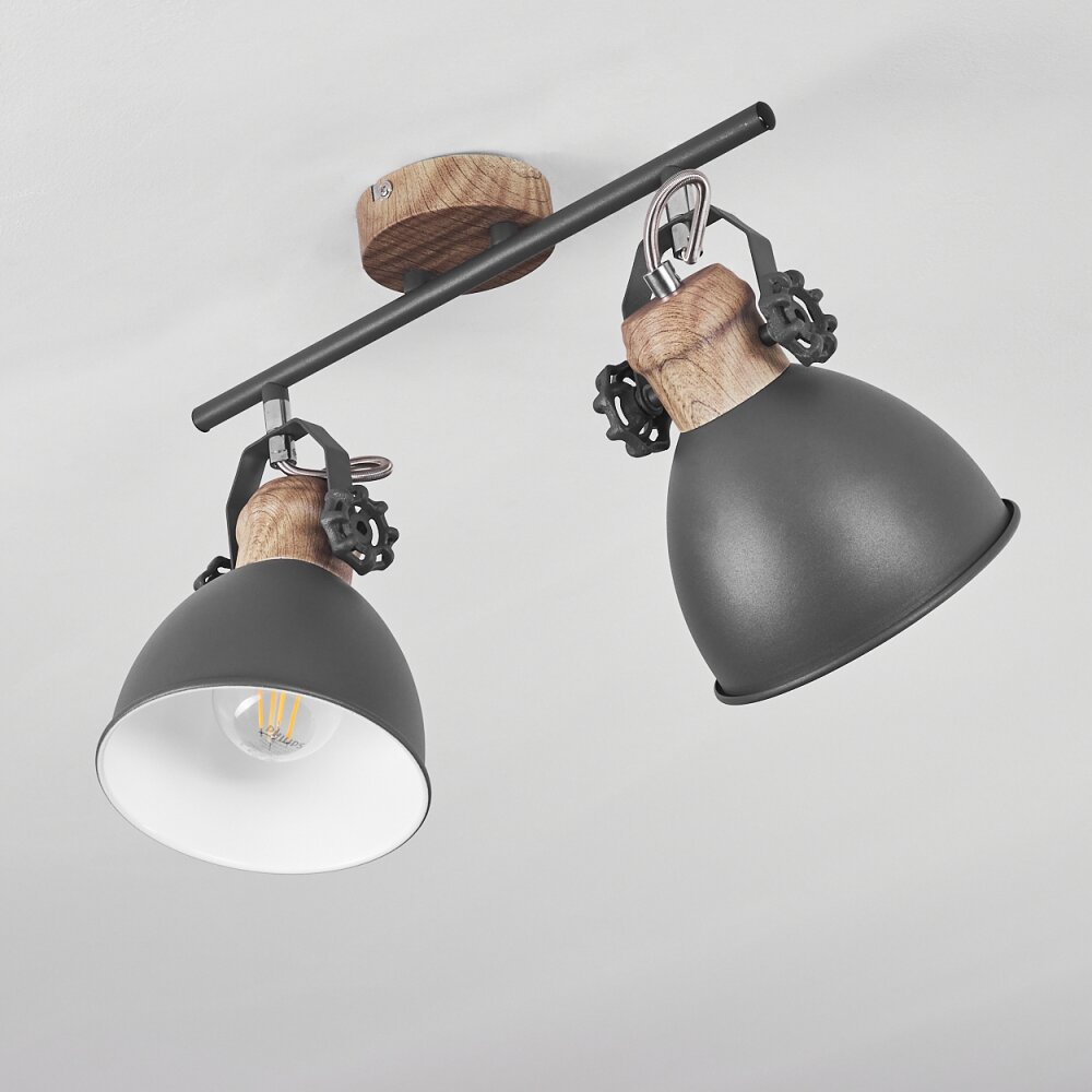 Banjul Plafondlamp Grijs, Hout licht, 2-lichts