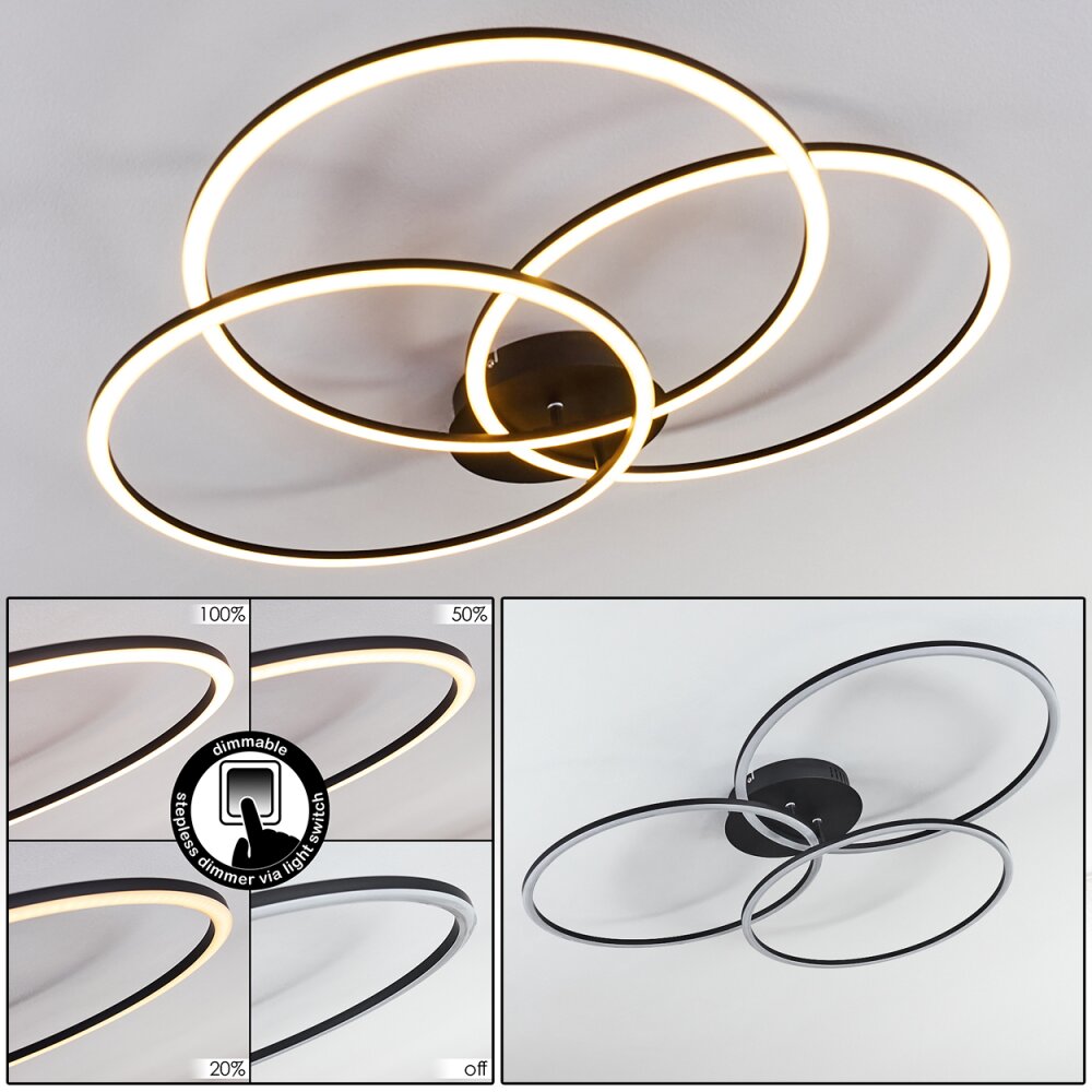Johsa Plafondlamp LED Zwart, 3-lichts main product photo