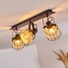 Recinto Plafondlamp Hout donker, Zwart, 3-lichts