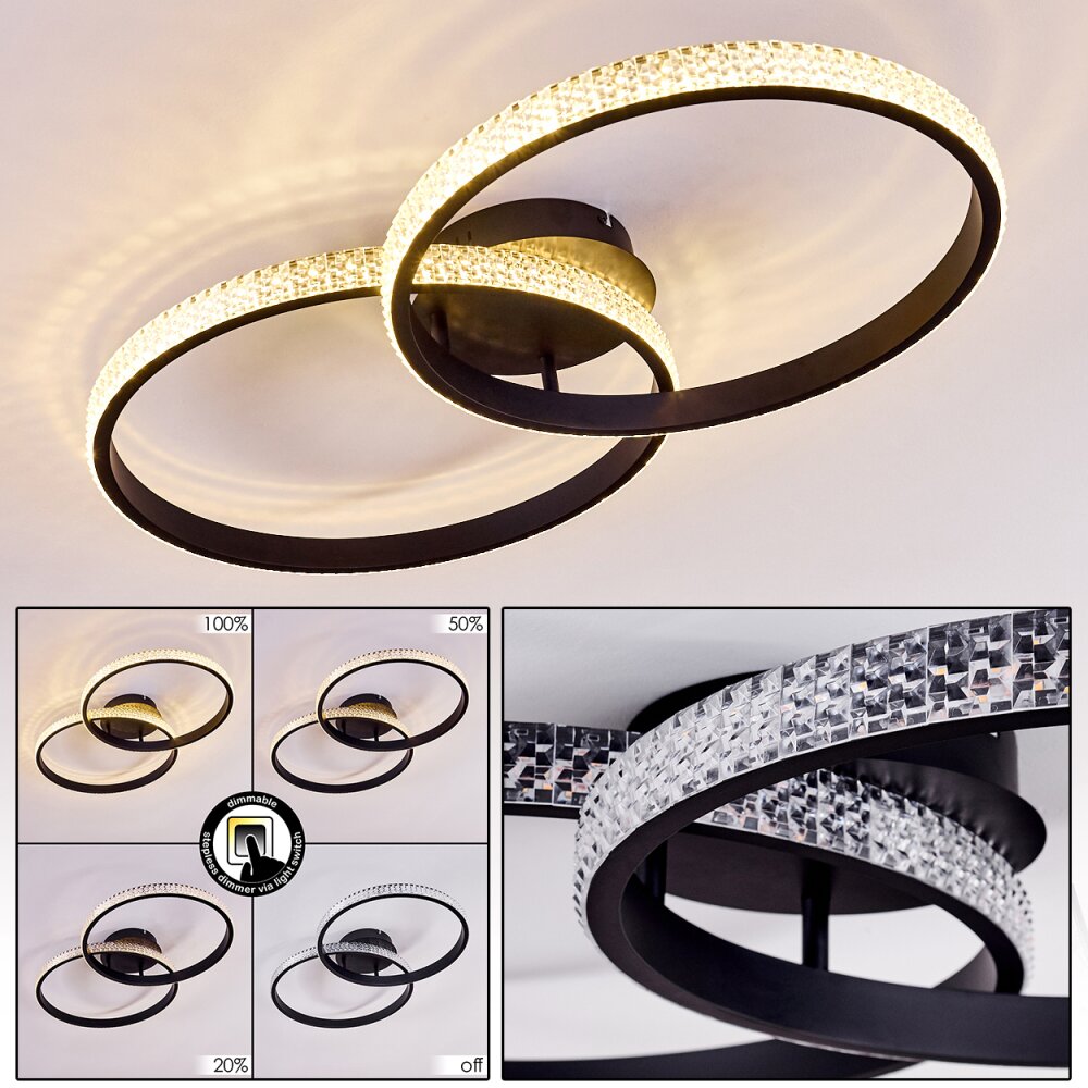 Melosa Plafondlamp LED Zwart, Wit, 1-licht main product photo
