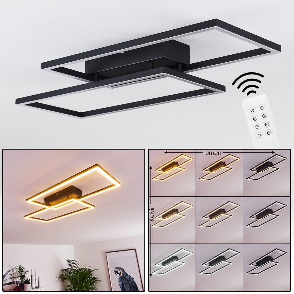 Cheka Plafondlamp LED Zwart, 2-lichts, Afstandsbediening main product photo