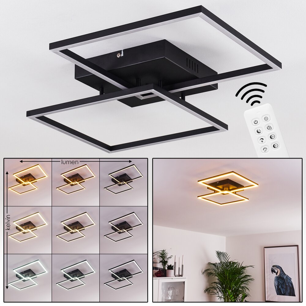 Cheka Plafondlamp LED Zwart, 2-lichts, Afstandsbediening main product photo