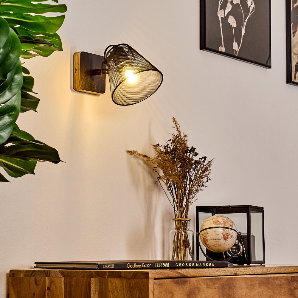 Panaguá Muurlamp Hout donker, Zwart, 1-licht main product photo