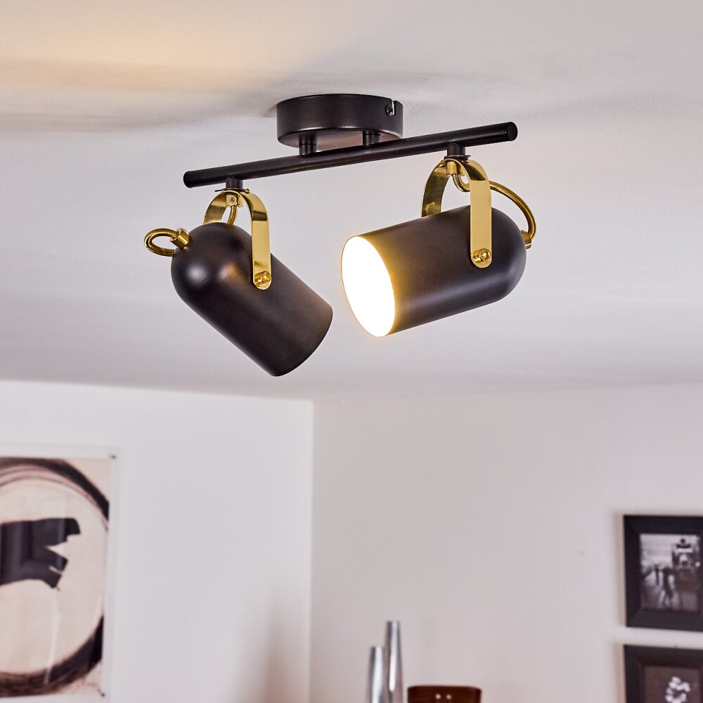 Rialey Plafondlamp Messing, Zwart, 2-lichts main product photo
