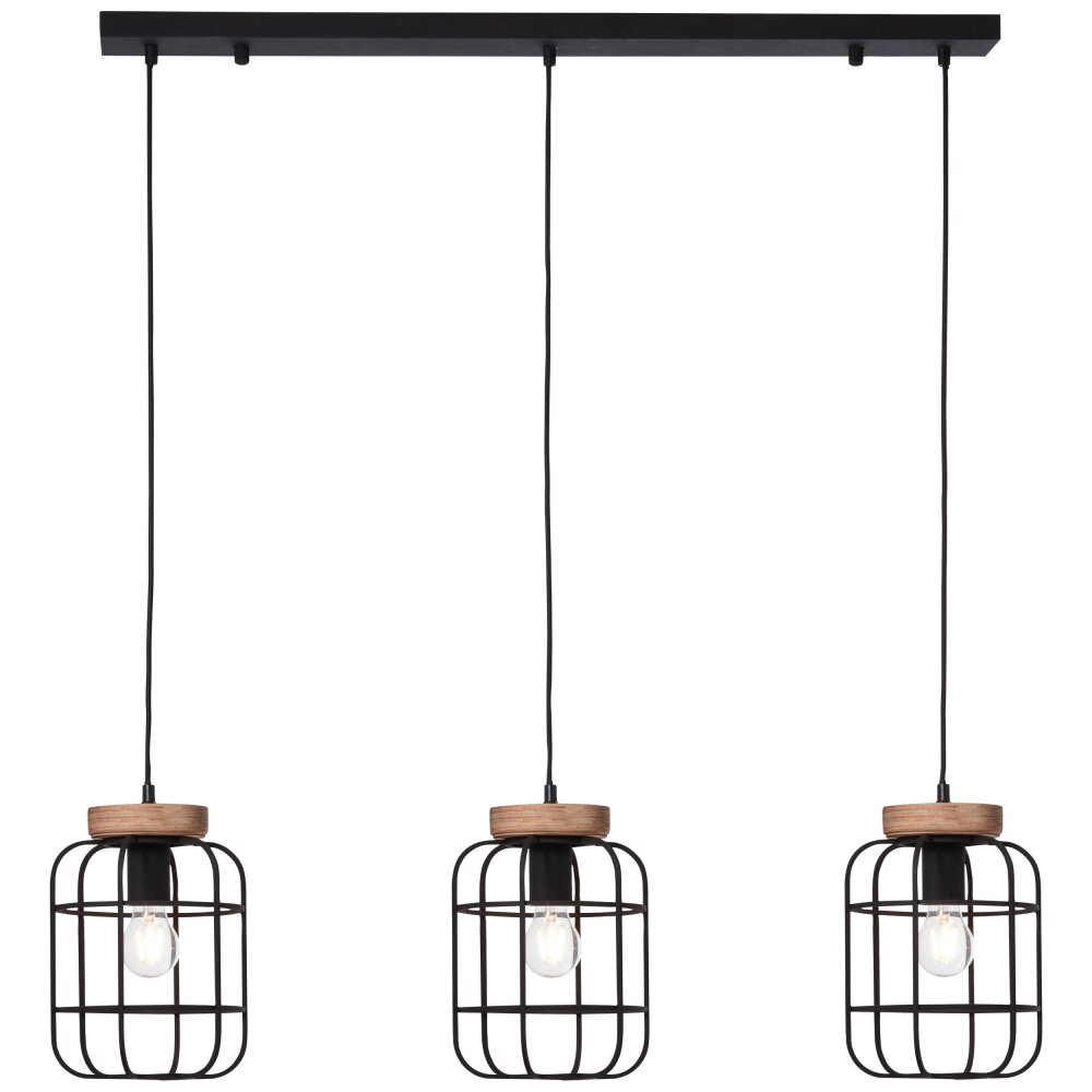 Brilliant Gwen Hanglamp Hout licht, Zwart, 3-lichts main product photo