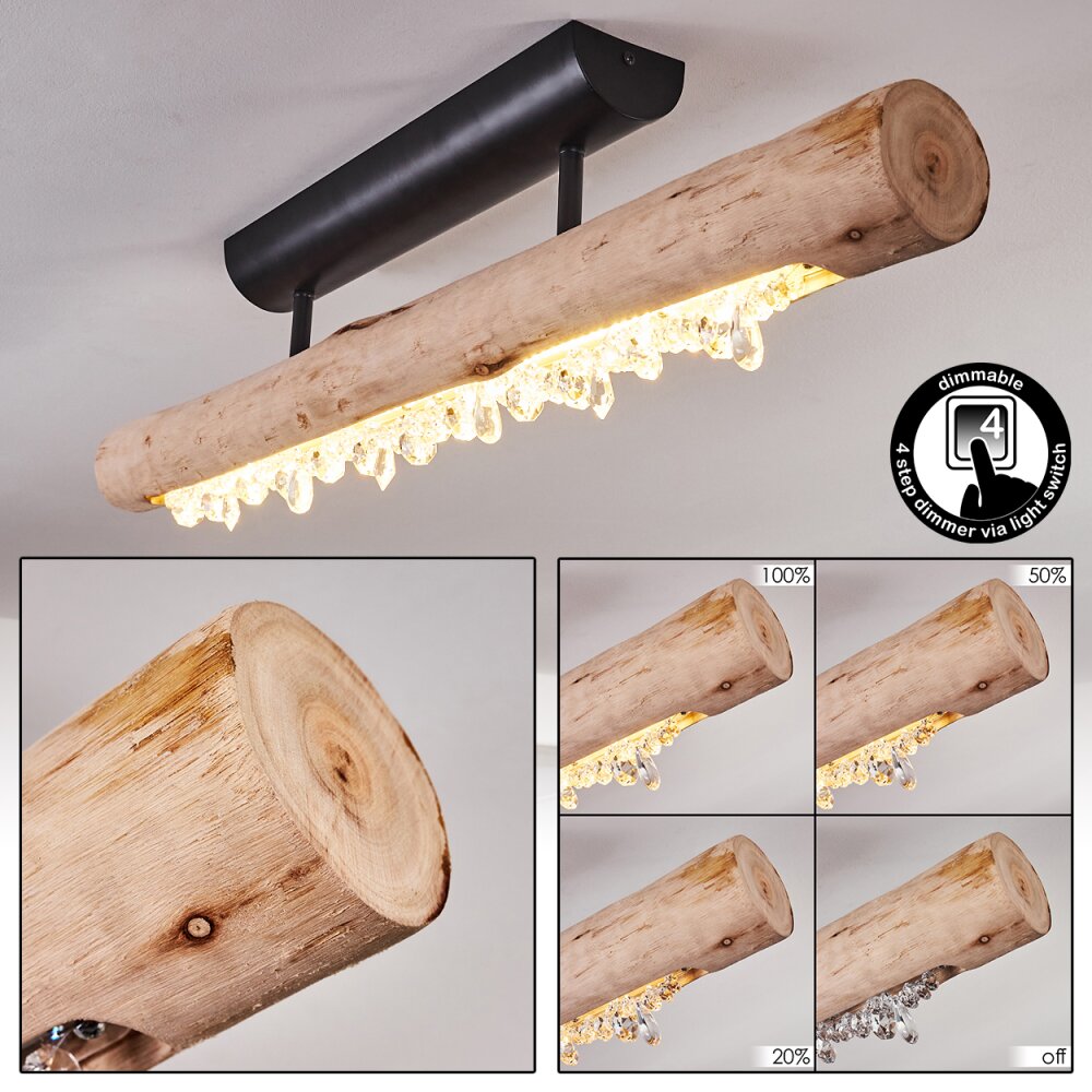 Rodeche Plafondlamp LED Hout licht, Zwart, 1-licht main product photo