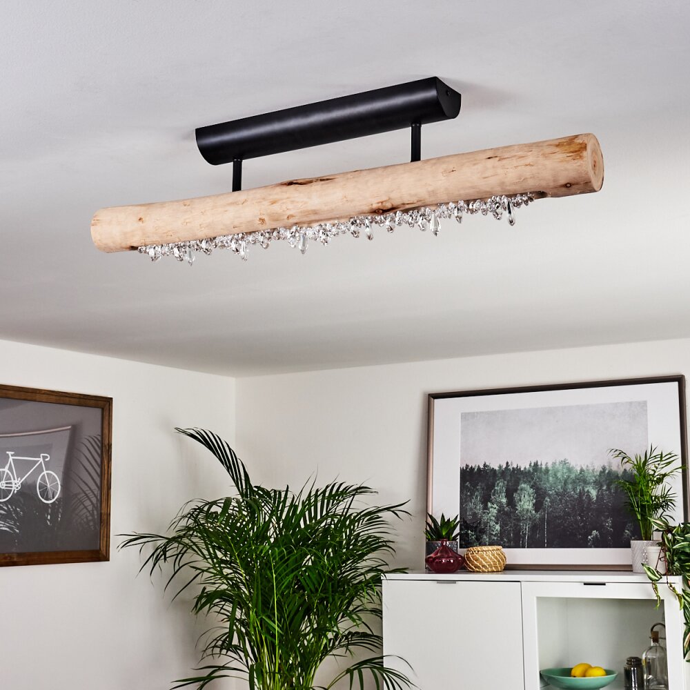 Rodeche Plafondlamp LED Hout licht, Zwart, 1-licht