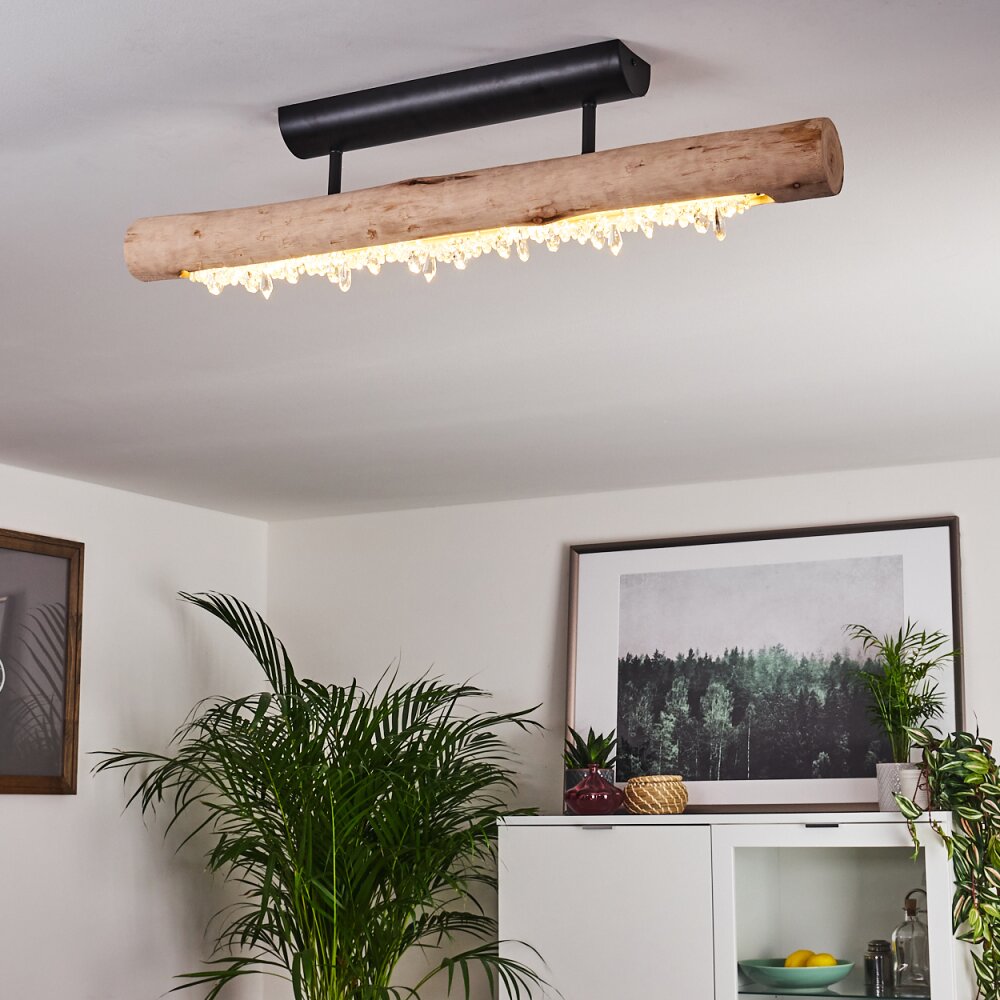 Rodeche Plafondlamp LED Hout licht, Zwart, 1-licht