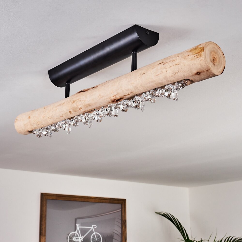 Rodeche Plafondlamp LED Hout licht, Zwart, 1-licht