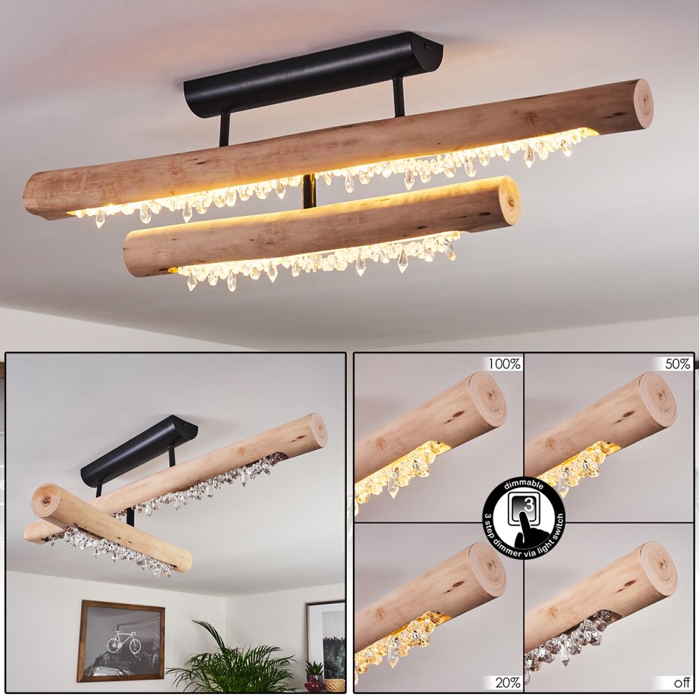 Rodeche Plafondlamp LED Hout licht, Zwart, 1-licht main product photo