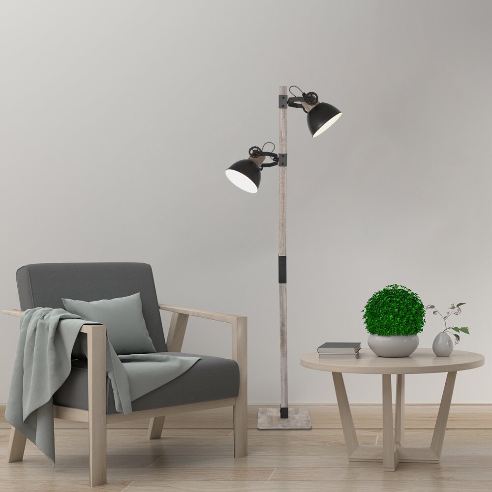 Steinhauer Gearwood Staande lamp Antraciet, Hout donker, 2-lichts main product photo