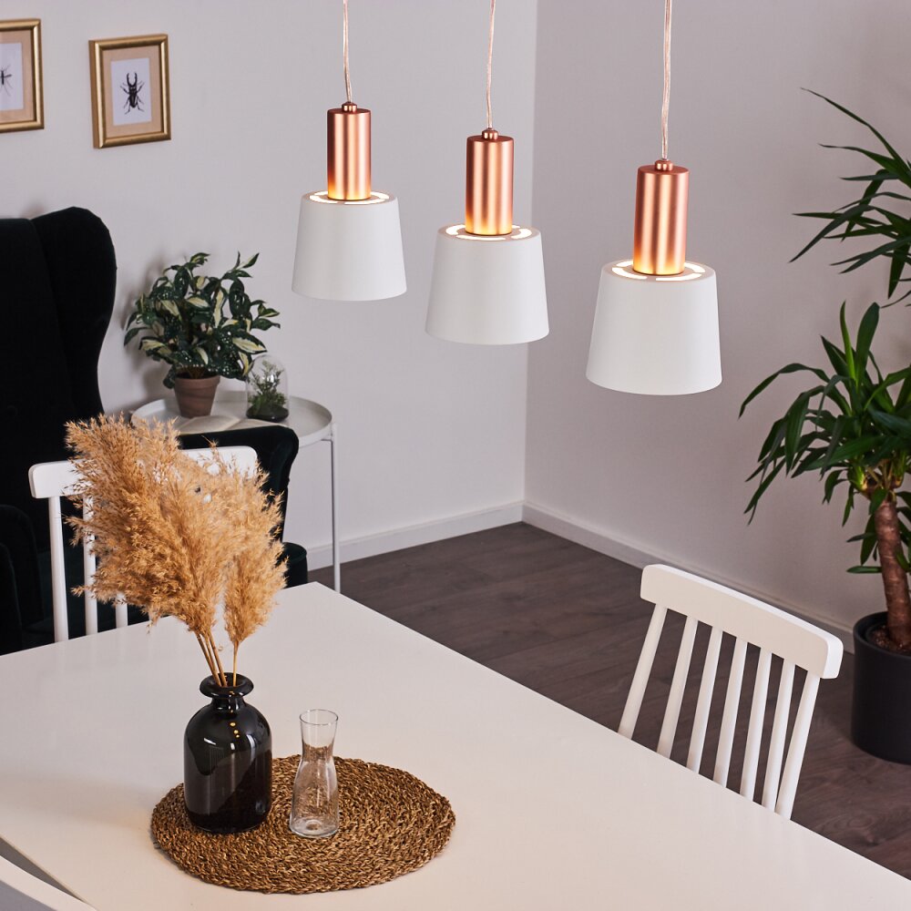 Altamiros Hanglamp Koperkleurig, Wit, 3-lichts main product photo