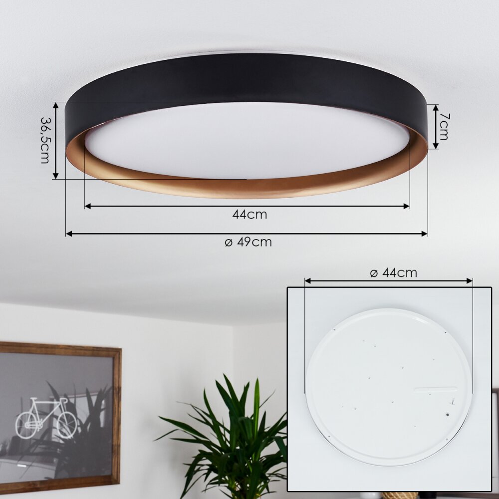 Beade Plafondlamp LED Goud, Zwart, 1-licht, Afstandsbediening
