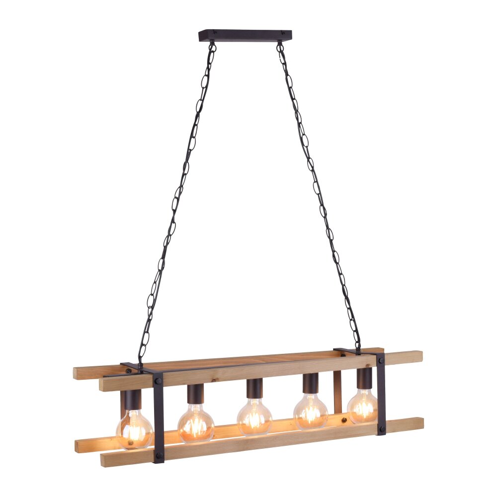 Leuchten Direkt EDITH Hanglamp Hout licht, 5-lichts main product photo