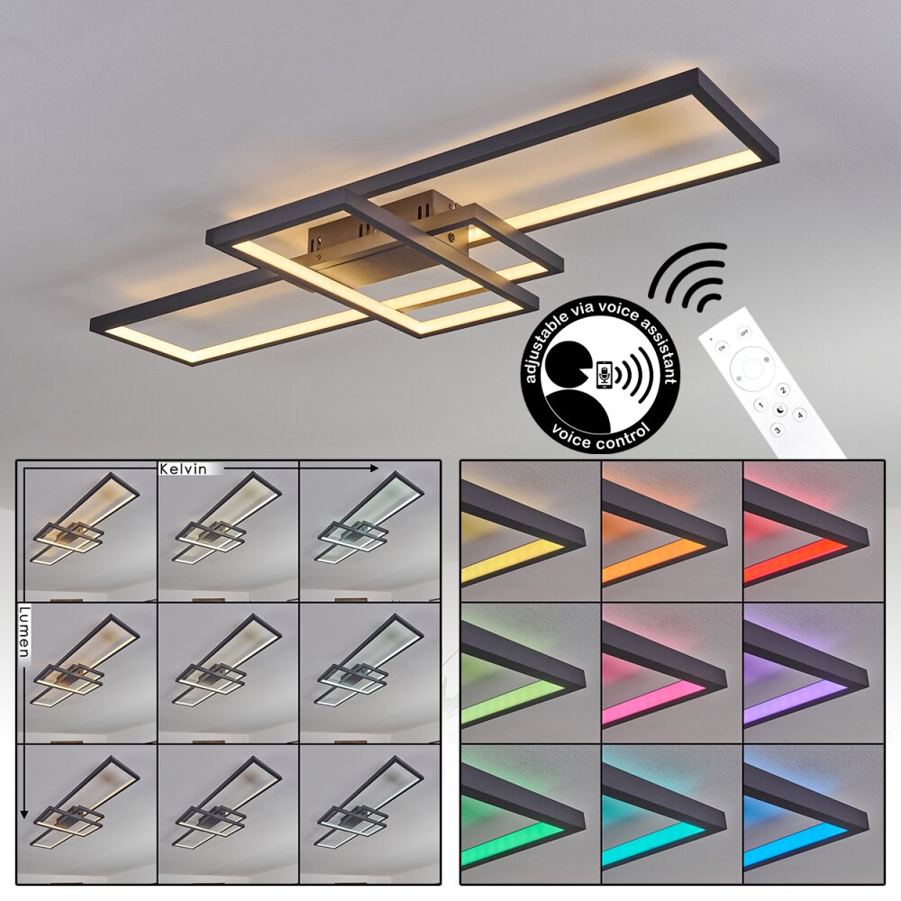 Momahaki Plafondlamp LED Antraciet, 1-licht, Afstandsbediening main product photo