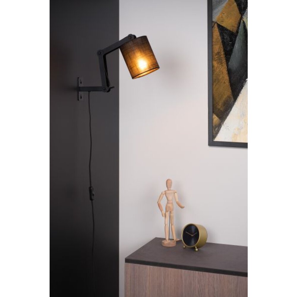 Lucide TAMPA Muurlamp Zwart, 1-licht main product photo