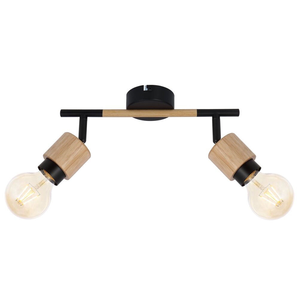 Globo JORNA Spotlamp Hout licht, Zwart, 2-lichts main product photo