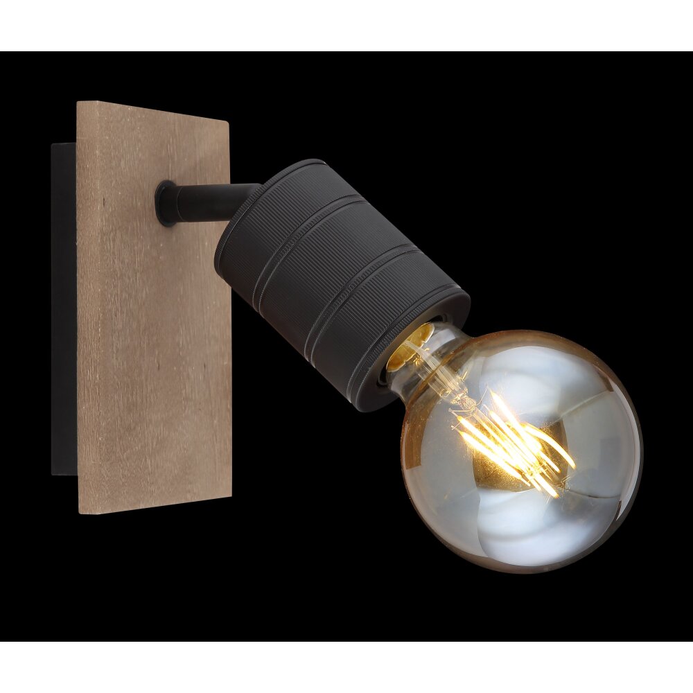 Globo JOSELLA Spotlamp Hout donker, Zwart, 1-licht