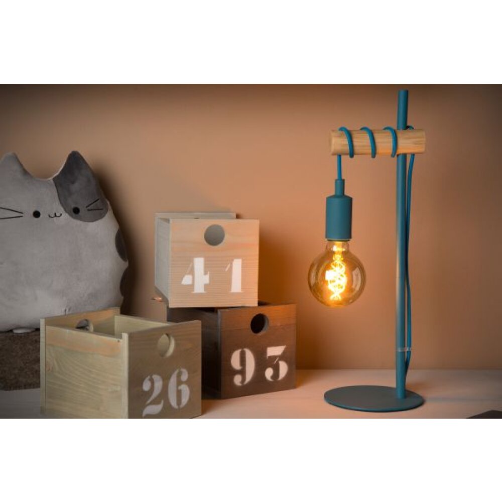 Lucide Pola Tafellamp Blauw, Hout licht, 1-licht main product photo