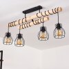 Gondo Plafondlamp Hout donker, Zwart, 4-lichts