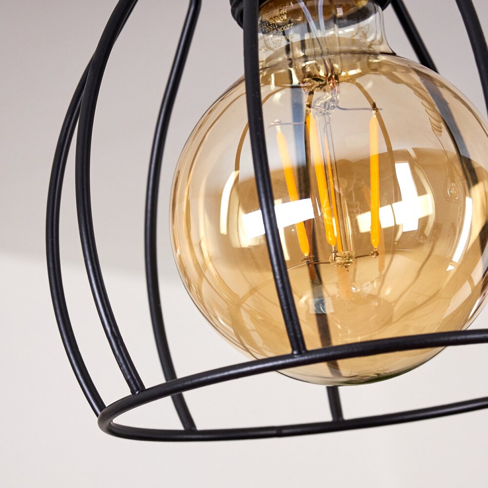 Gondo Plafondlamp Hout licht, Zwart, 4-lichts