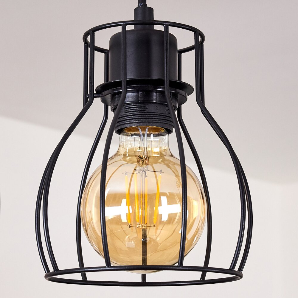 Gondo Plafondlamp Hout licht, Zwart, 4-lichts