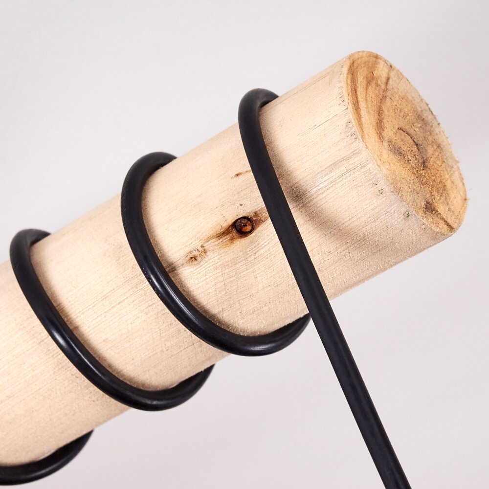 Gondo Plafondlamp Hout licht, Zwart, 4-lichts