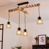 Gondo Plafondlamp Hout licht, Zwart, 4-lichts