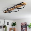 Pompu Plafondlamp LED Hout licht, Zwart, 3-lichts