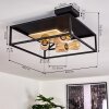 Salla Plafondlamp Hout licht, Zwart, 3-lichts