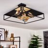 Salla Plafondlamp Hout licht, Zwart, 5-lichts