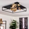 Salla Plafondlamp Hout licht, Zwart, 5-lichts